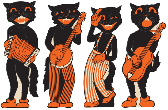 Scat Cat Band - Vintage Halloween Decorations by Beistle