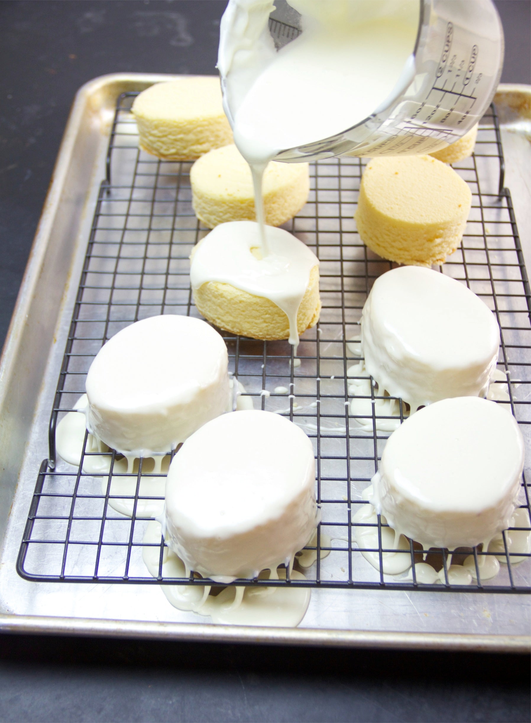 Glazing Petite Easter Egg Cakes