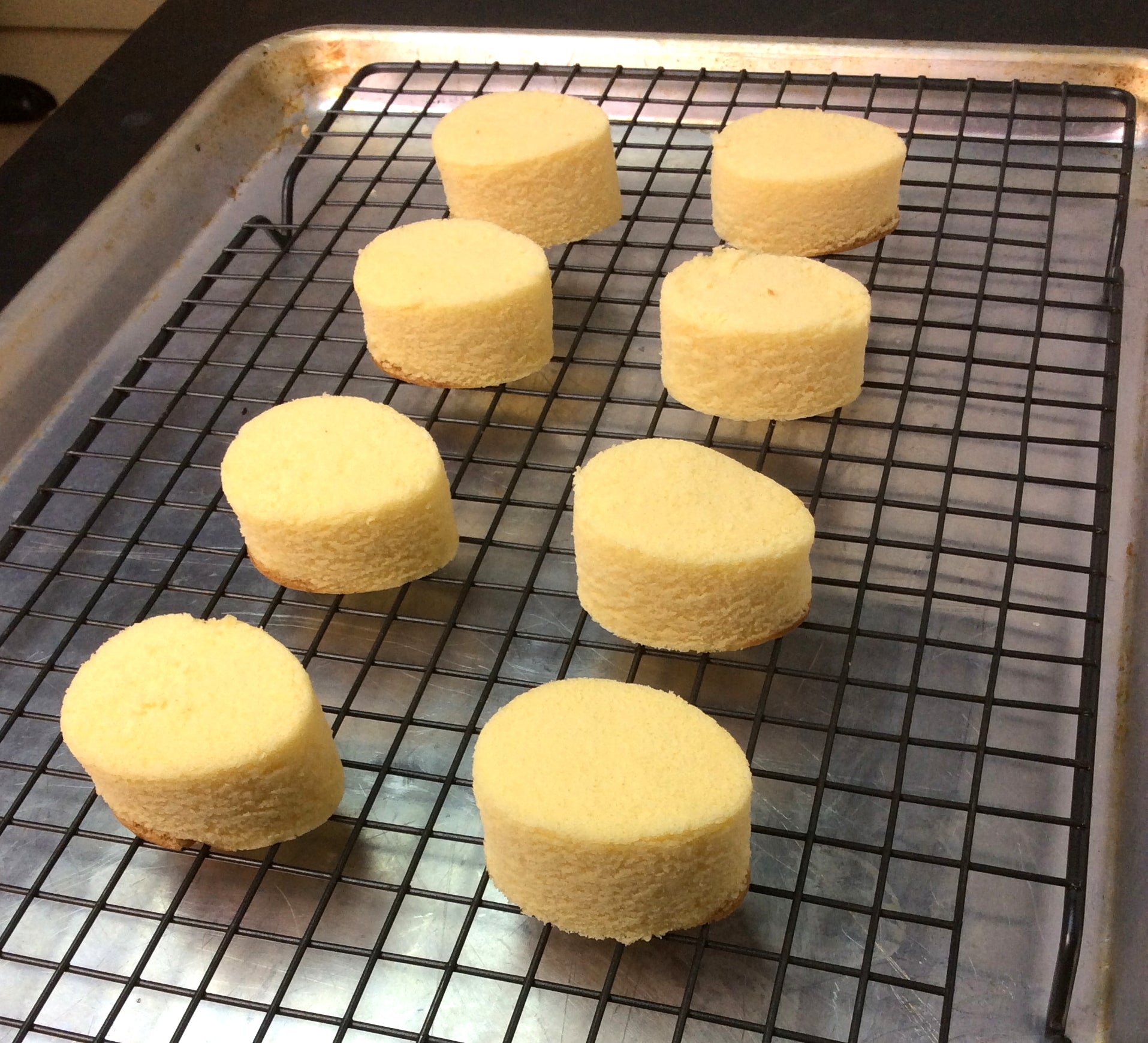 Mini Egg Pound Cake Cutouts waiting to be glazed