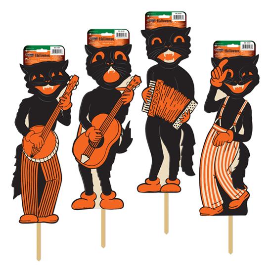 Vintage Halloween Cat Cutouts on Stakes