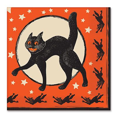 Scratch Cat Napkins - Beistle Vintage Halloween Party Supplies