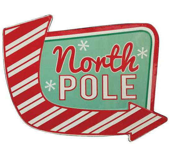 Retro North Pole Sign Points the Way to Santa's Christmas