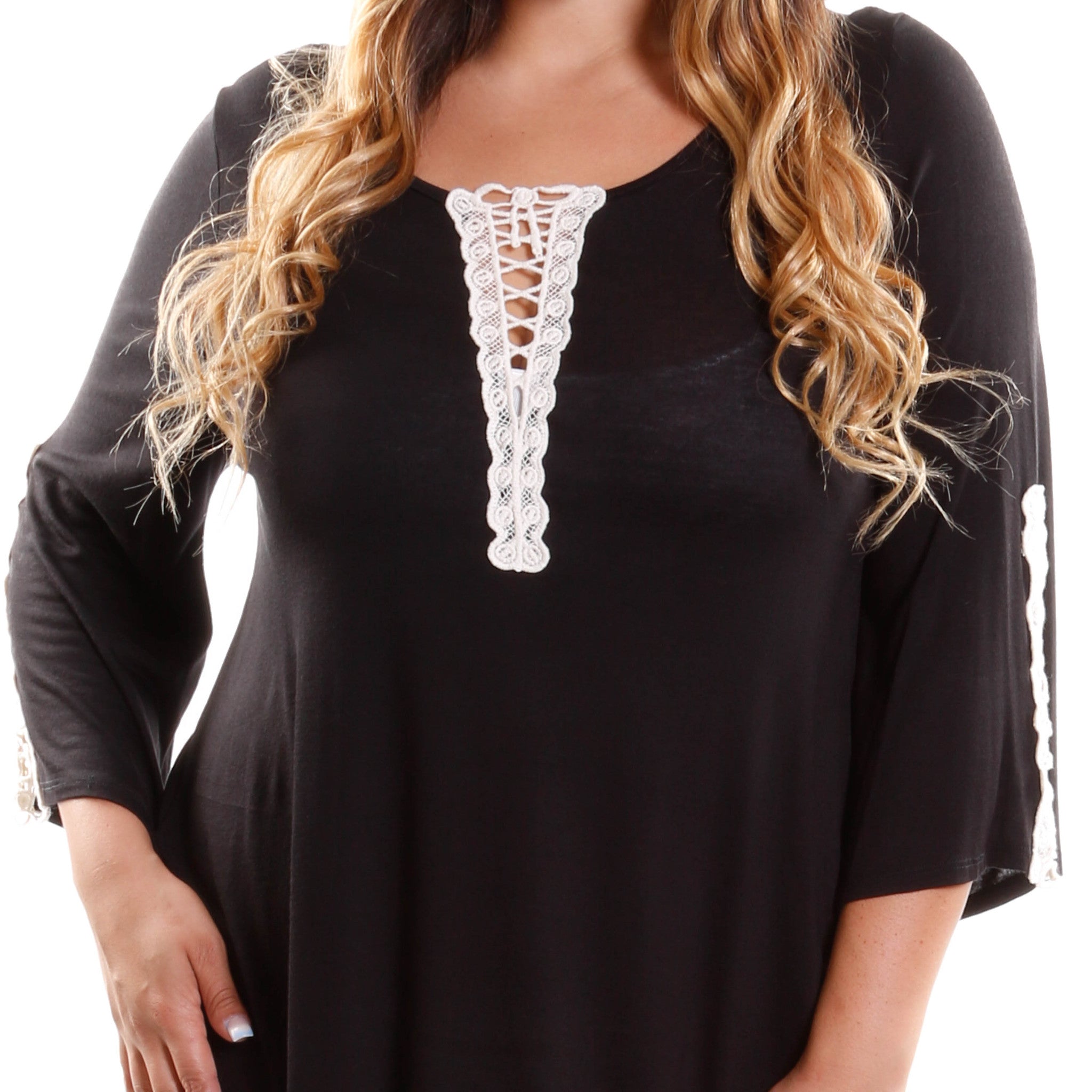 Plus Size 3/4 Bell Sleeve Tunic