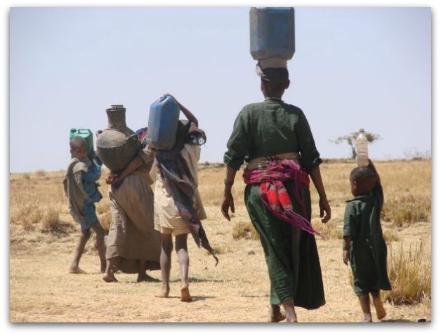 Women walking for water in Ethiopia