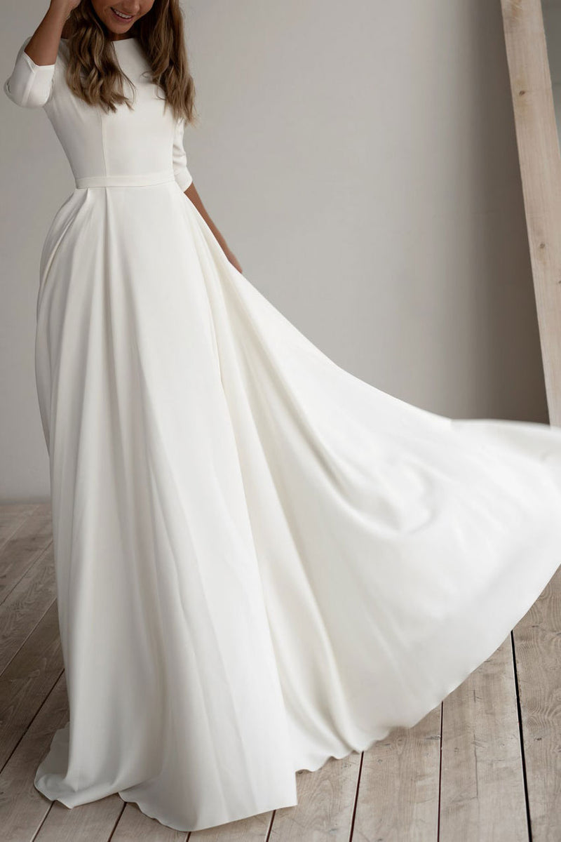 simple crepe wedding dress