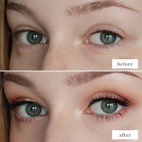 Before and after using Elizabeth Mott eyeshadow primer 