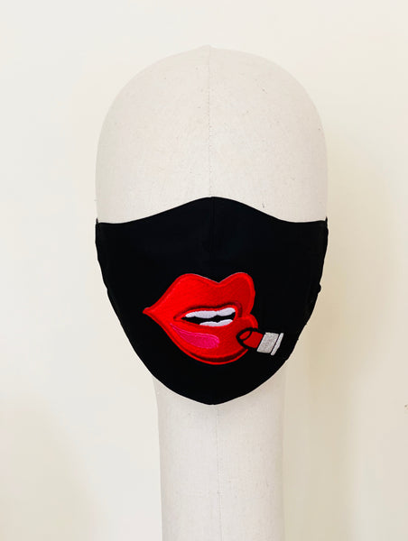 Premium Red Lip Leopard Print Cotton Face Mask