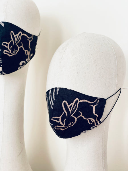 Limited Edition Japanese Tale of the White Rabbit Print Cotton Face Mask Filtered Cover