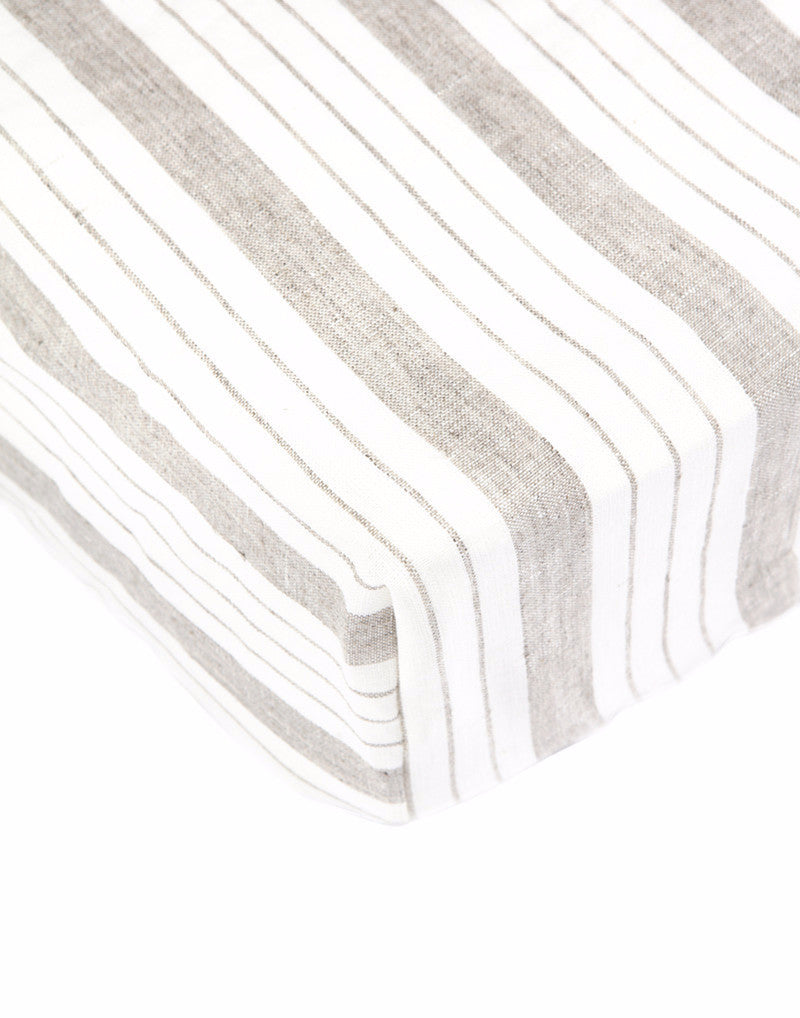 Crib Sheet In Striped Linen De Buci Baby