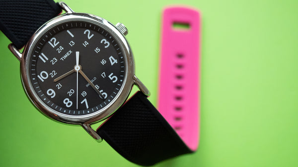 Timex on Black & Pink Elite Silicone quick-release strap