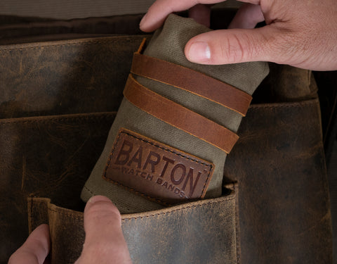 BARTON WATCH BANDS WAXED CANVAS WATCH ROLL