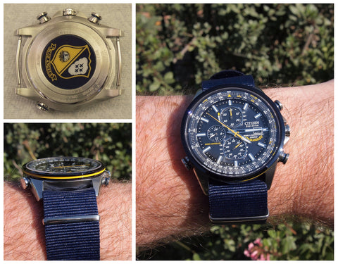 Citizen Eco Drive Blue Angels World Chronograph A-T + our 24mm Navy NATO style strap