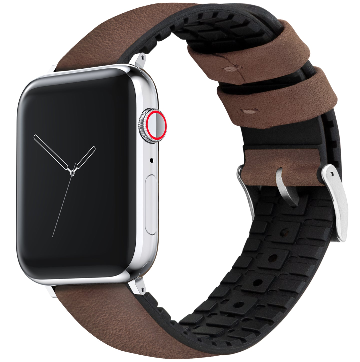 Walnut Brown Leather & Rubber Apple Watch Band BARTON – Barton Watch Bands