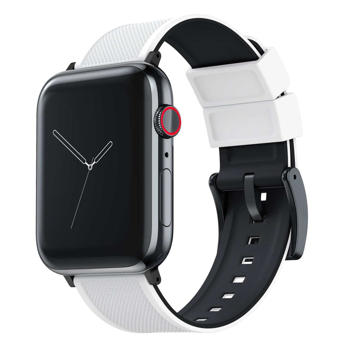 White Silicone Apple Watch Band | White & Black Elite | BARTON – Barton