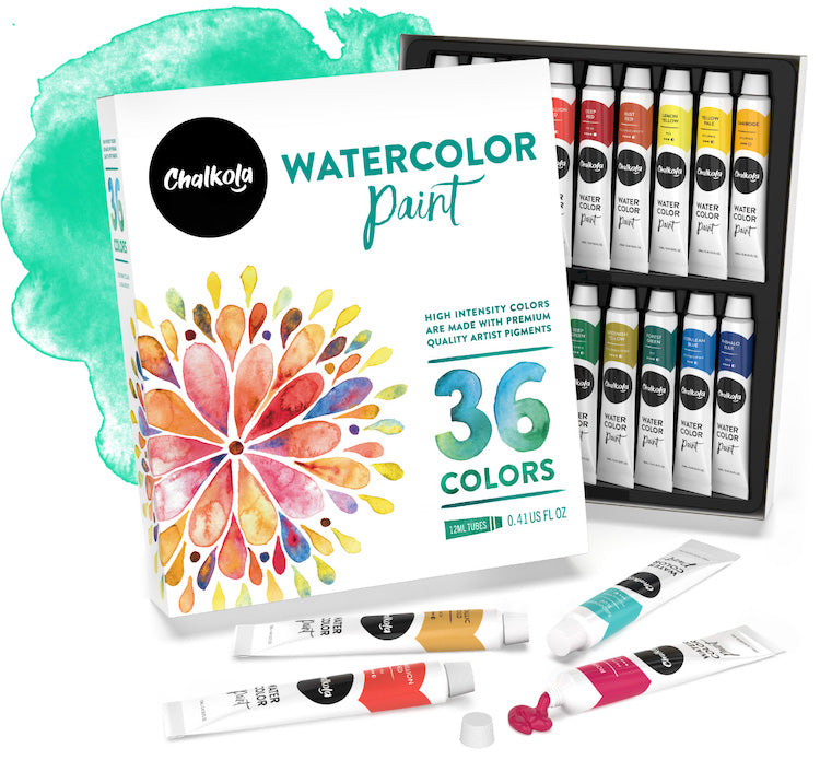 36 Watercolor Paint Set + 28 Waterbrush Pens - Chalkola Art Supply