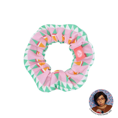 Soft Nylon Printed Single Scrunchie One Size: abstract feather