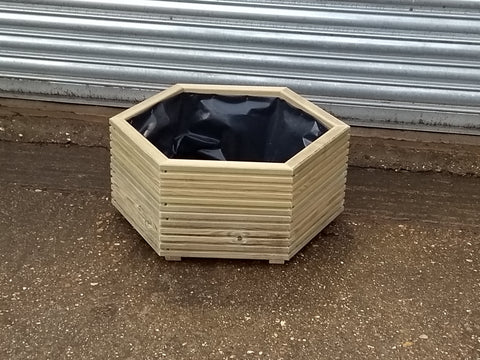 Hexagonal wooden planter