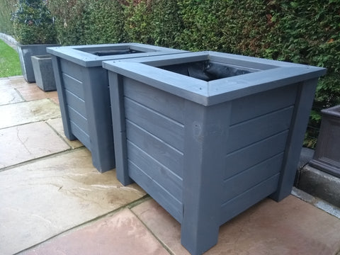 Wooden planters in Cuprinol's Urban Slate