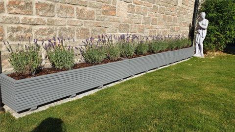 Decking planter painted with Silver Birch