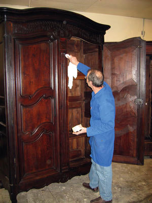 Terry restores another antique armoire in the French Metro collection