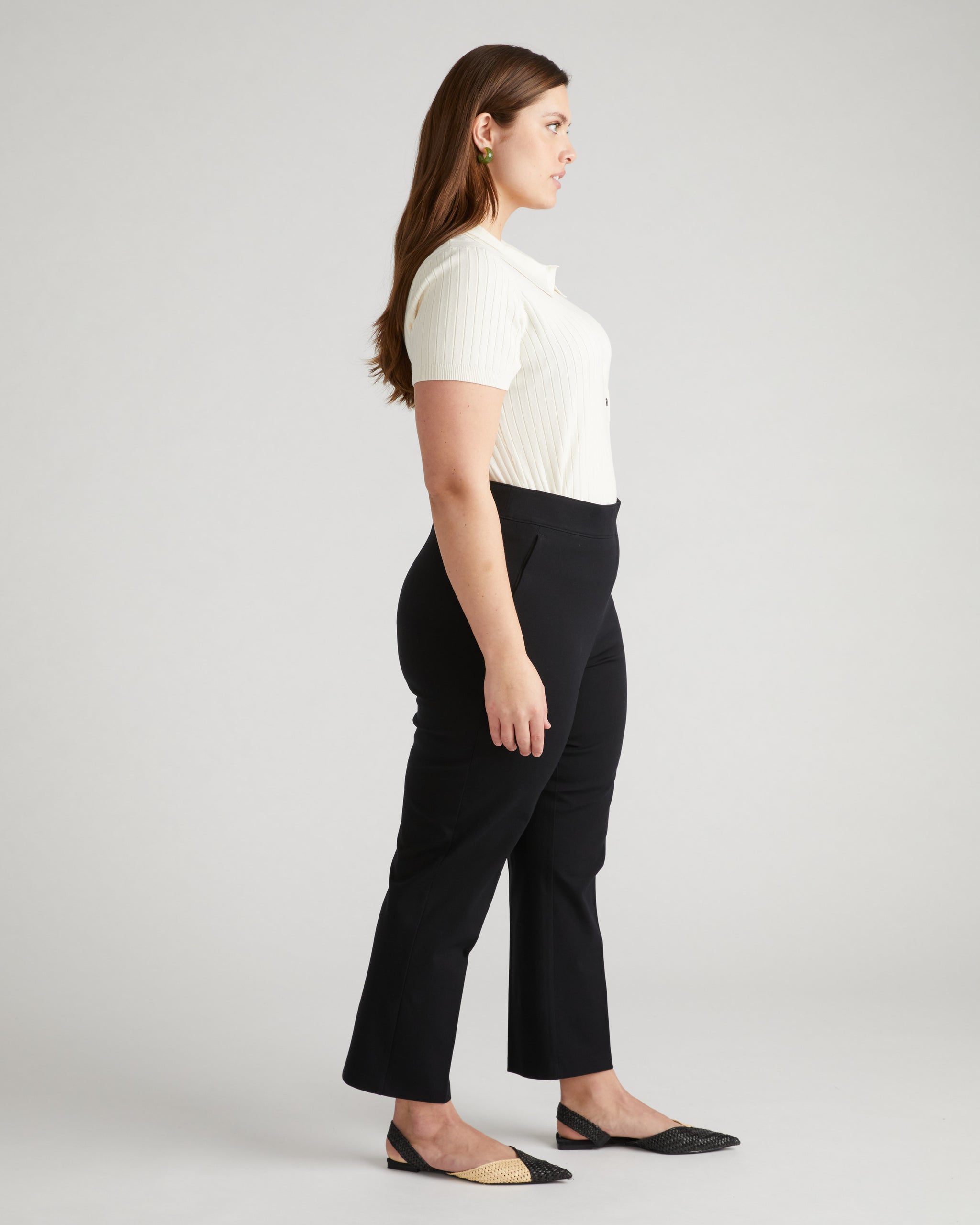 Cotton Drill Straight Leg Pants Black