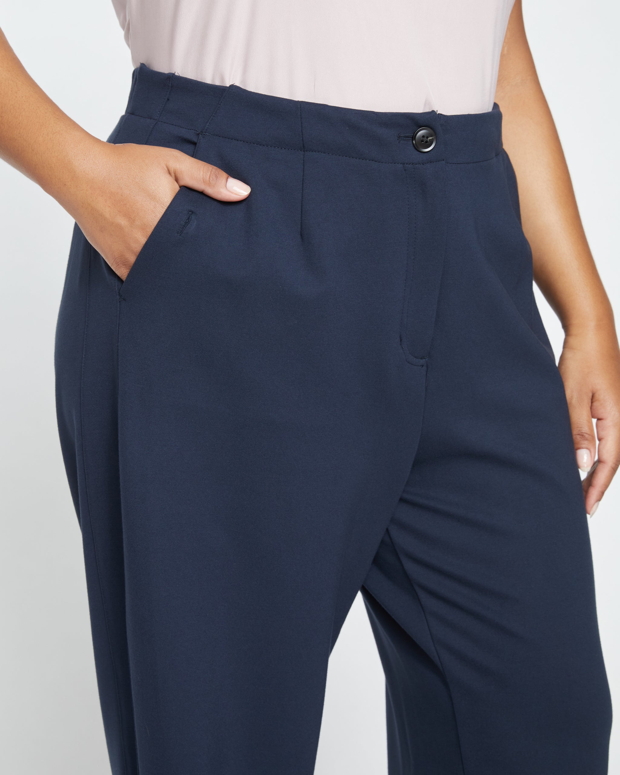 Audrey Tailored Ponte Pants - Navy
