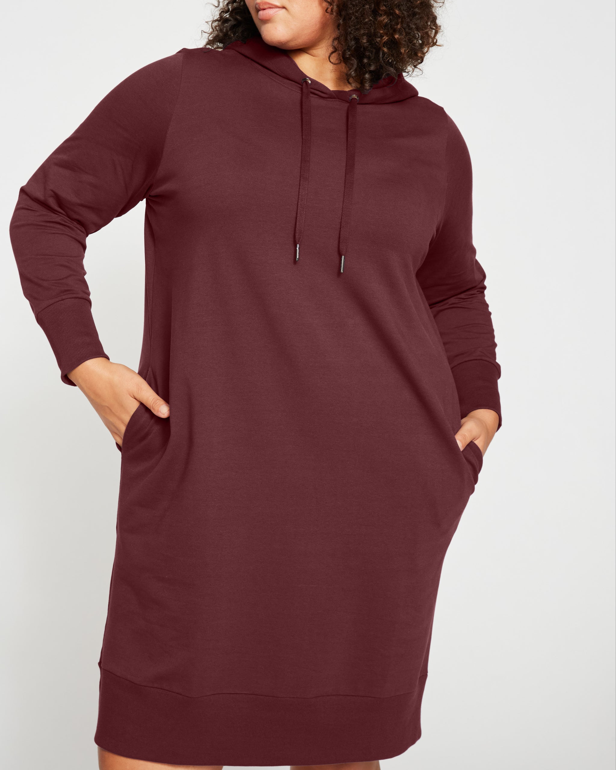 Classic Light Terry Hoodie Sweatshirt Dress - Black Cherry | Universal  Standard