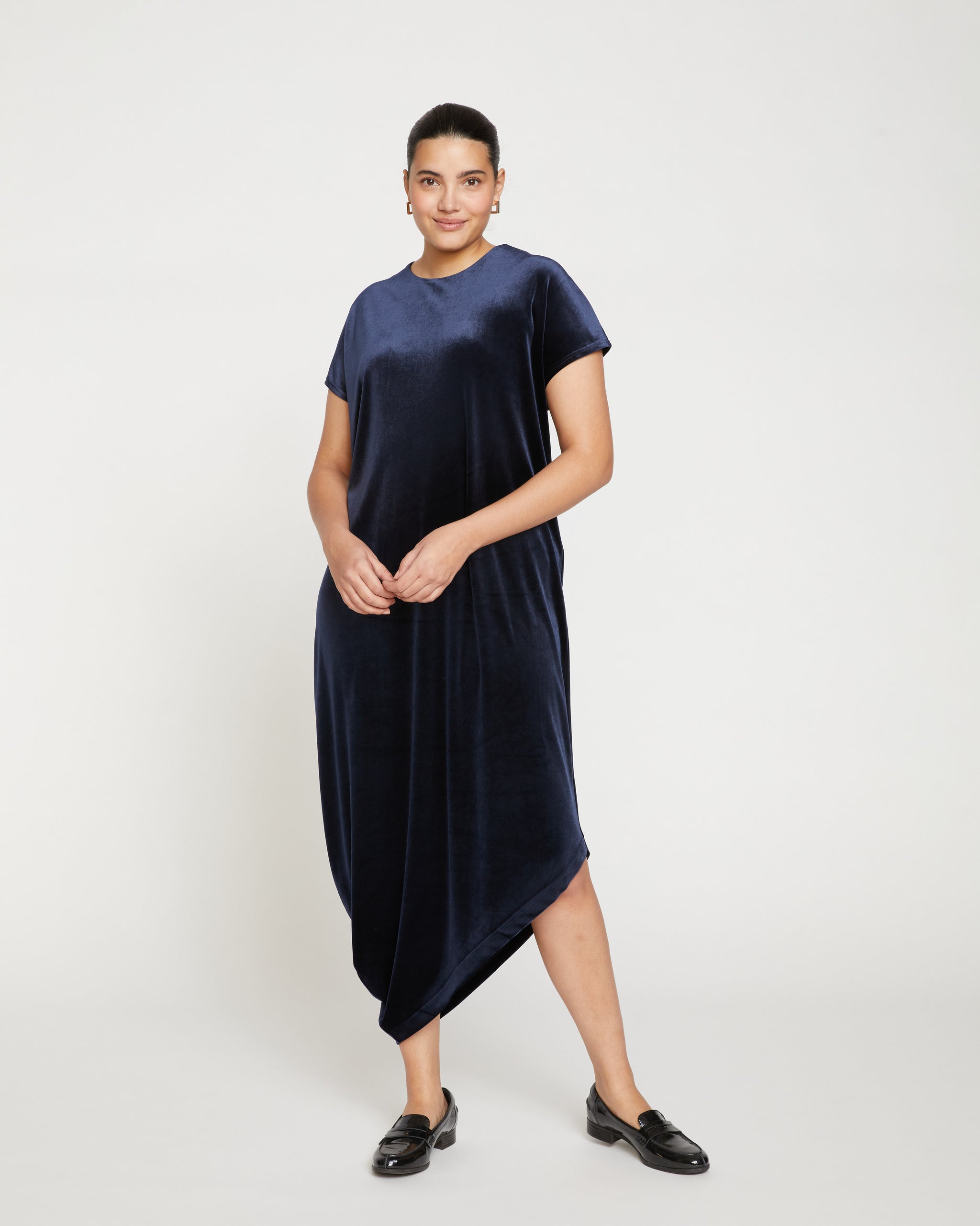 Draped Fit-And-Flare Dress In Blue Moon