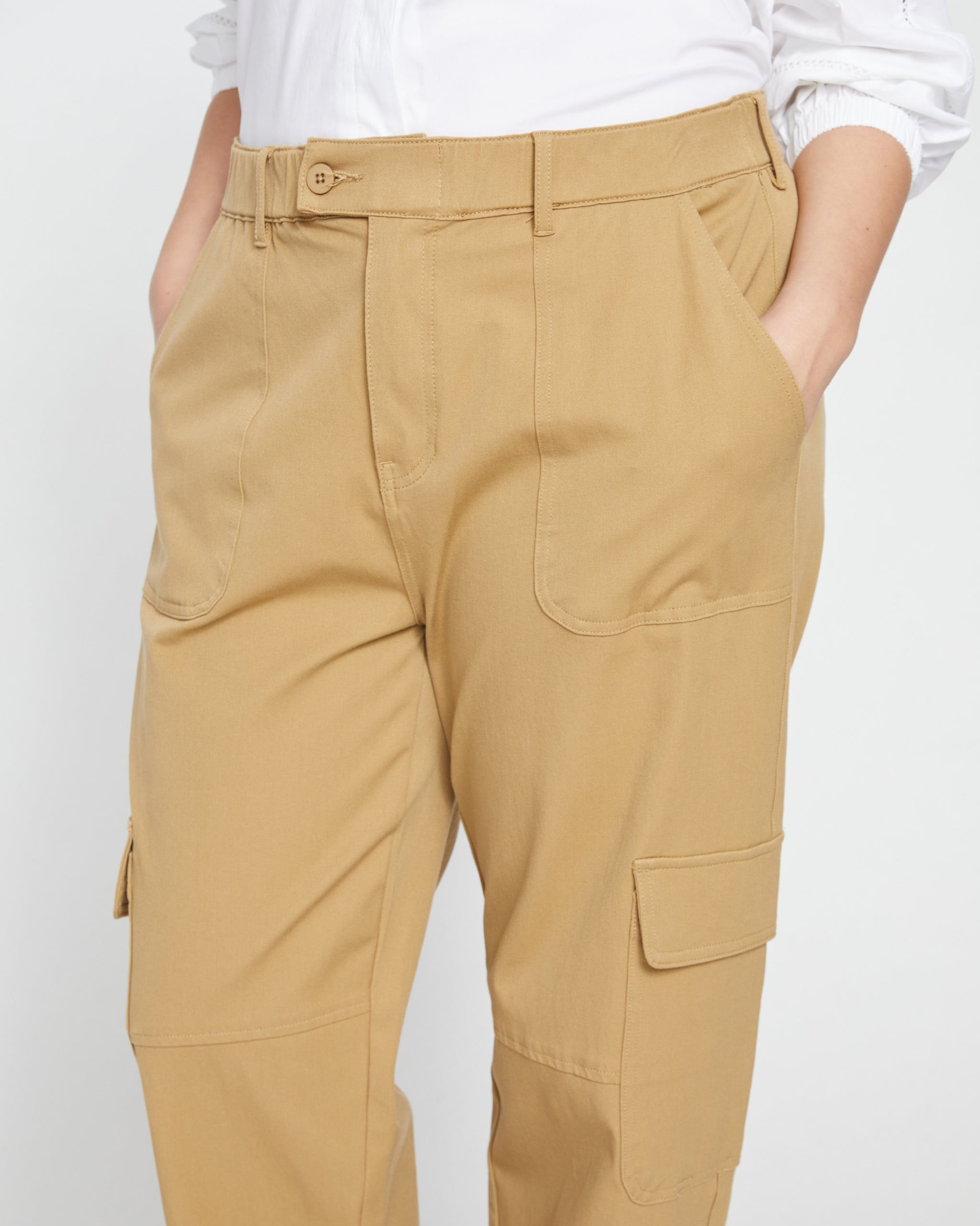 Karlee Stretch Cotton Twill Cargo Pants - Vintage Khaki