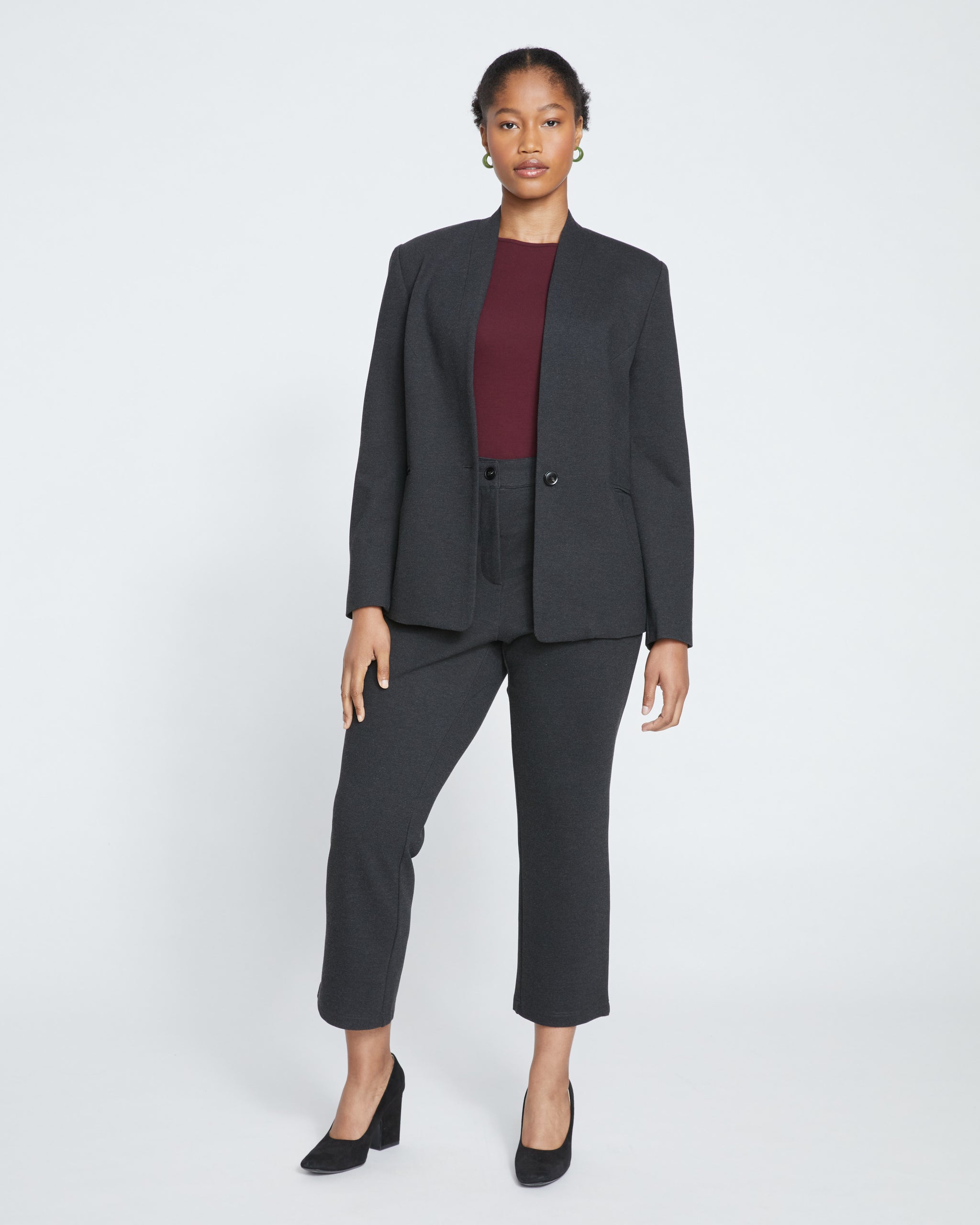 Lennox Collarless Ponte Blazer - Graphite