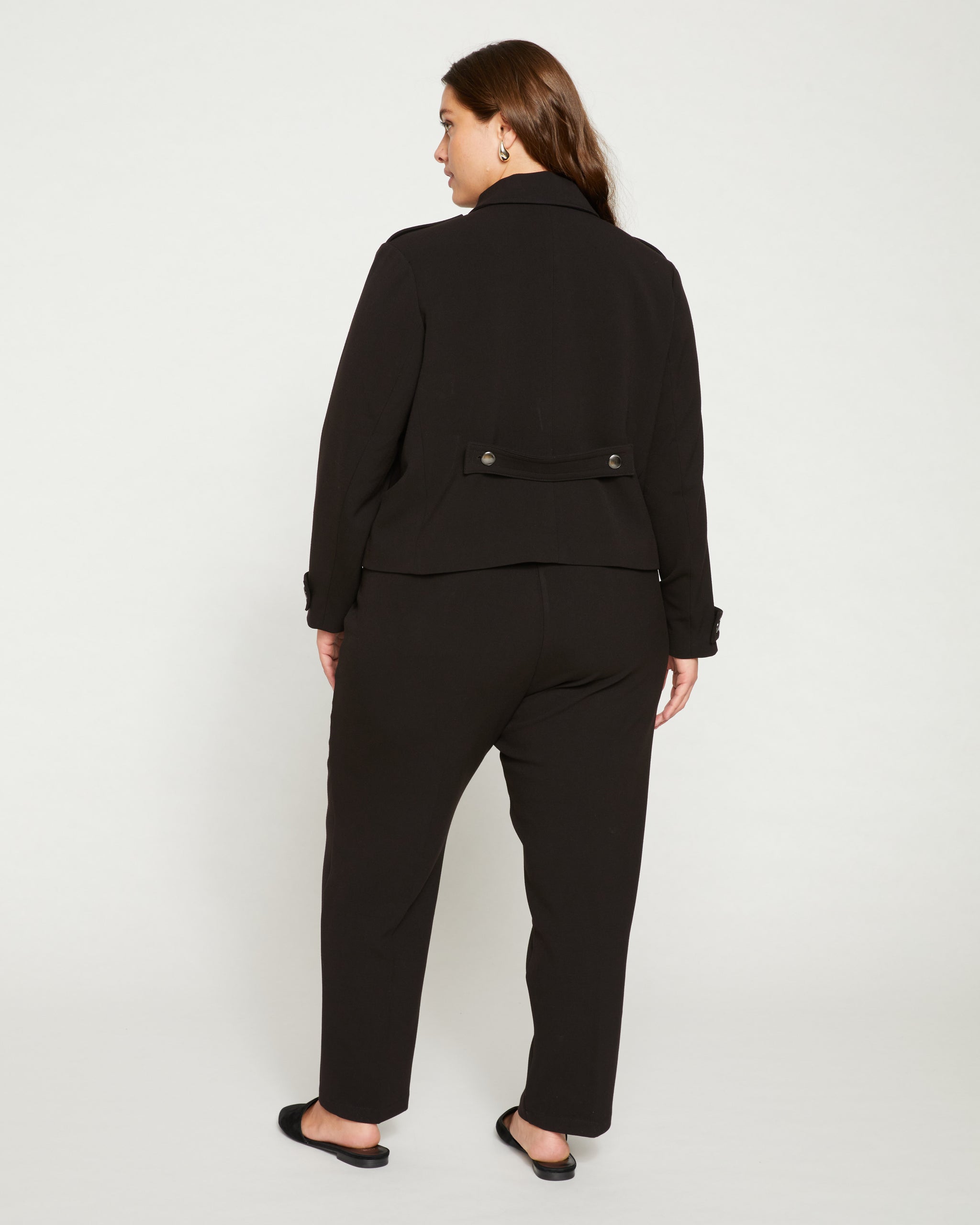 Tailored Pull On Straight Leg Pants - Black