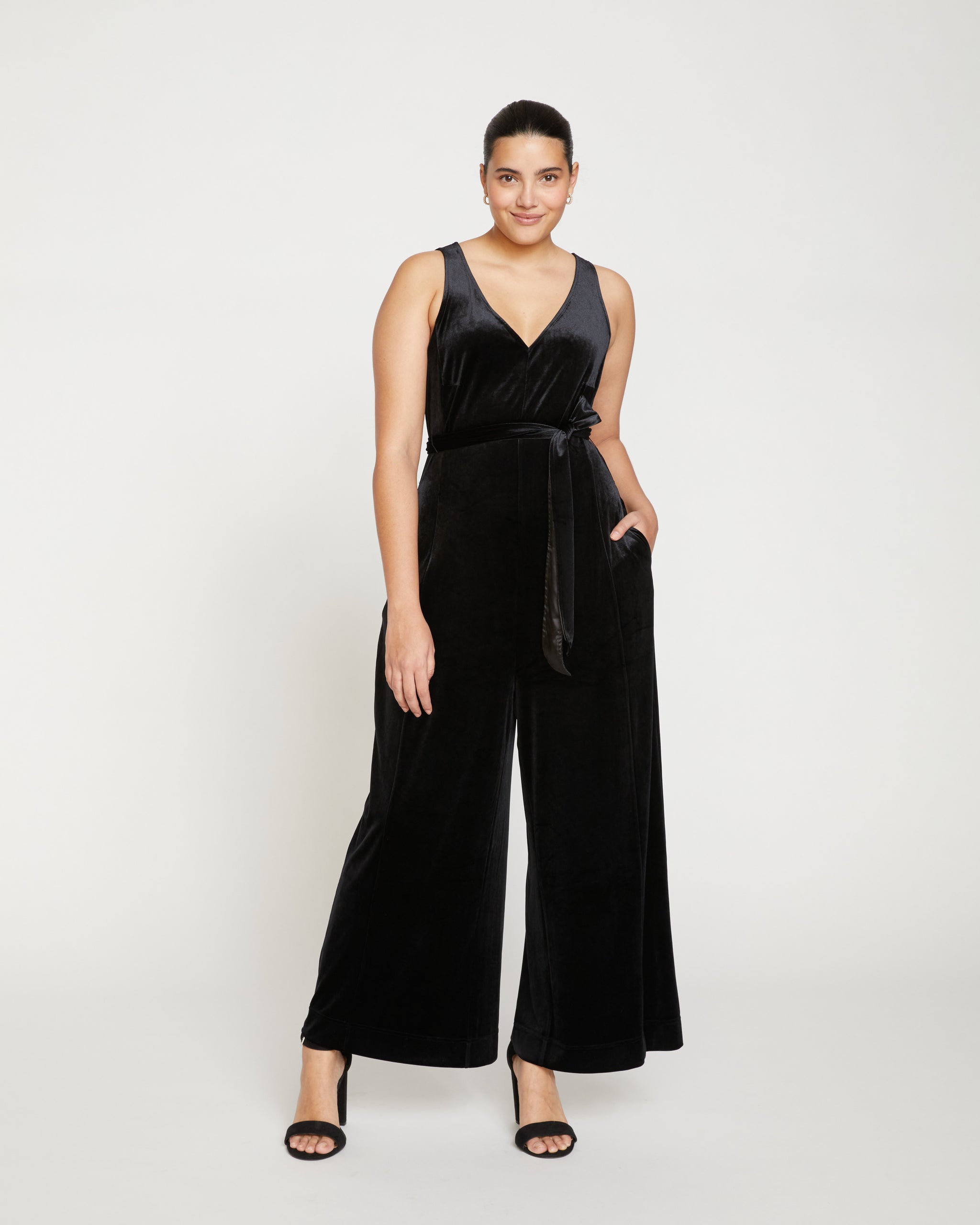 Velvet Wide-Leg Jumpsuit