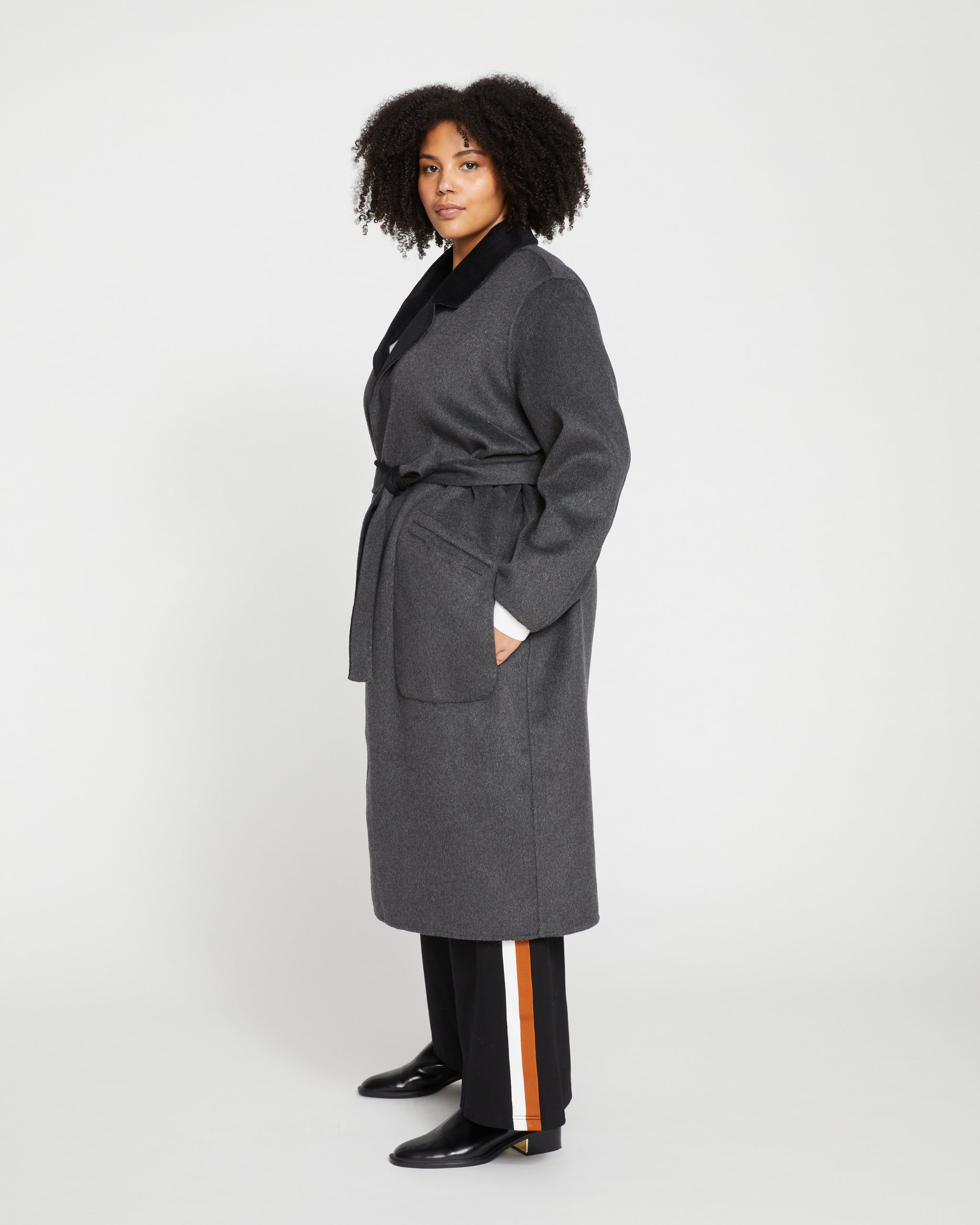 Reversible Double Face Luxe Coat - Black/Charcoal