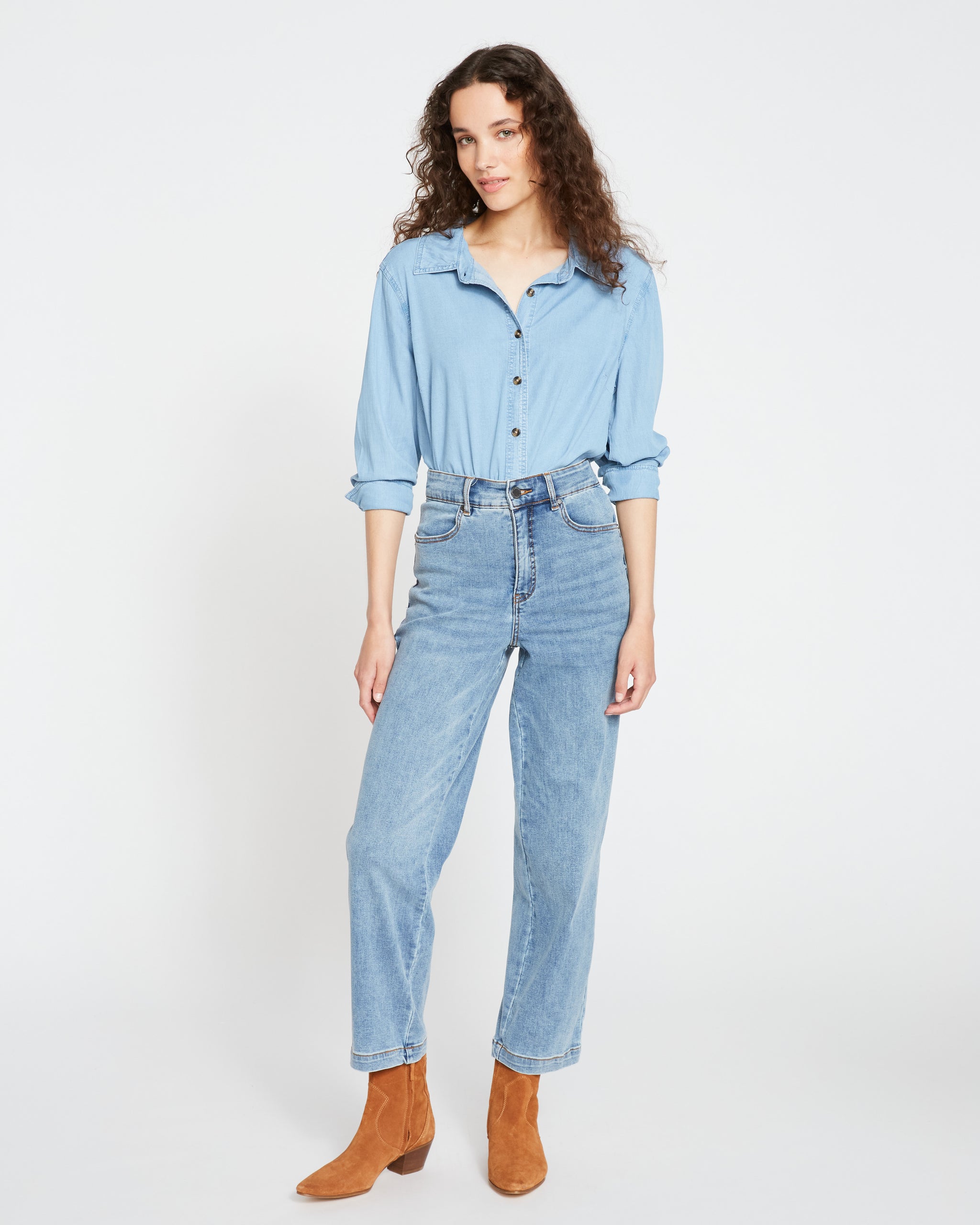 Sky Blue Fall Wide Leg High Rise Jeans – Offduty India