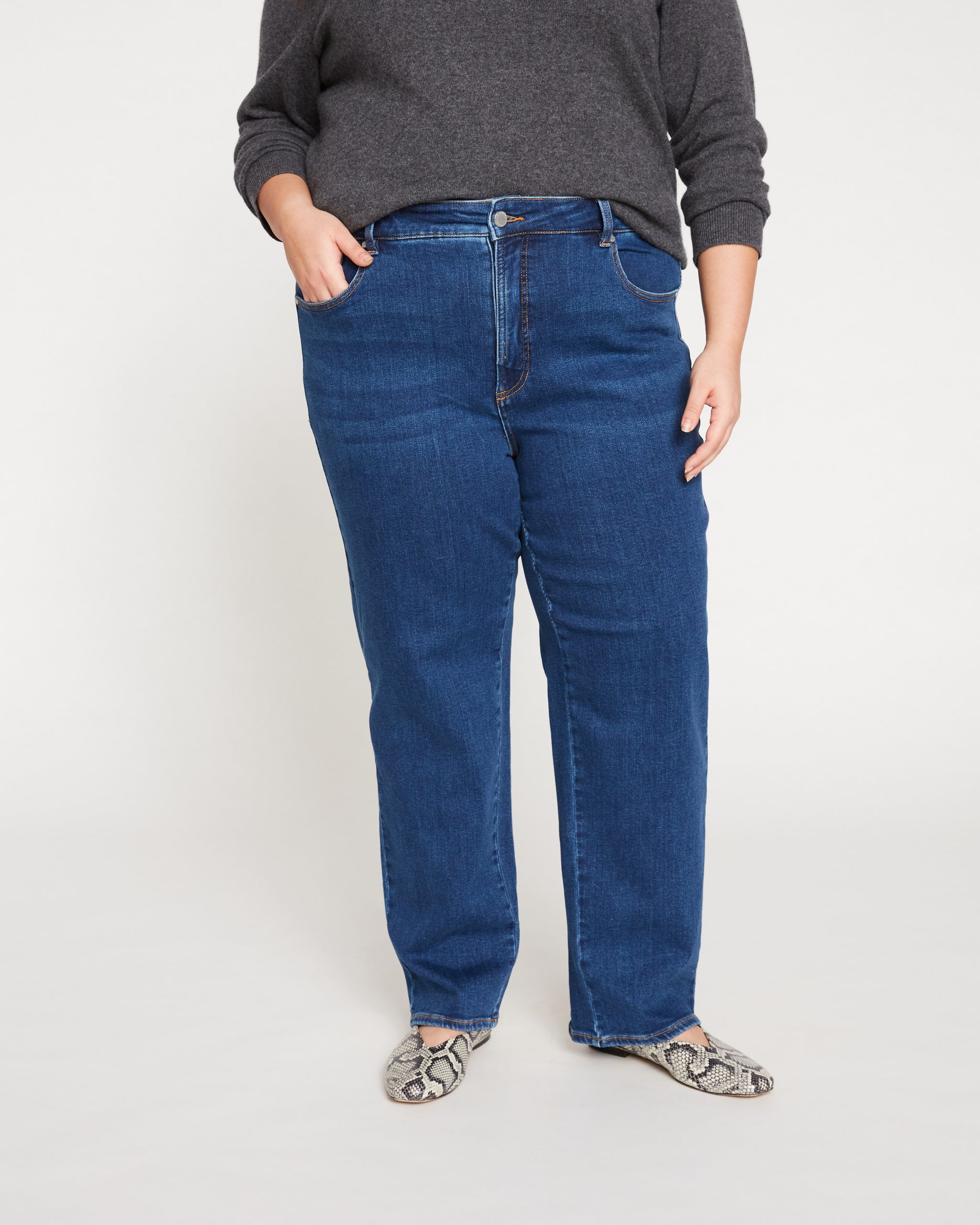 Etta High Rise Straight Leg Jeans 31 Inch - Aged Indigo