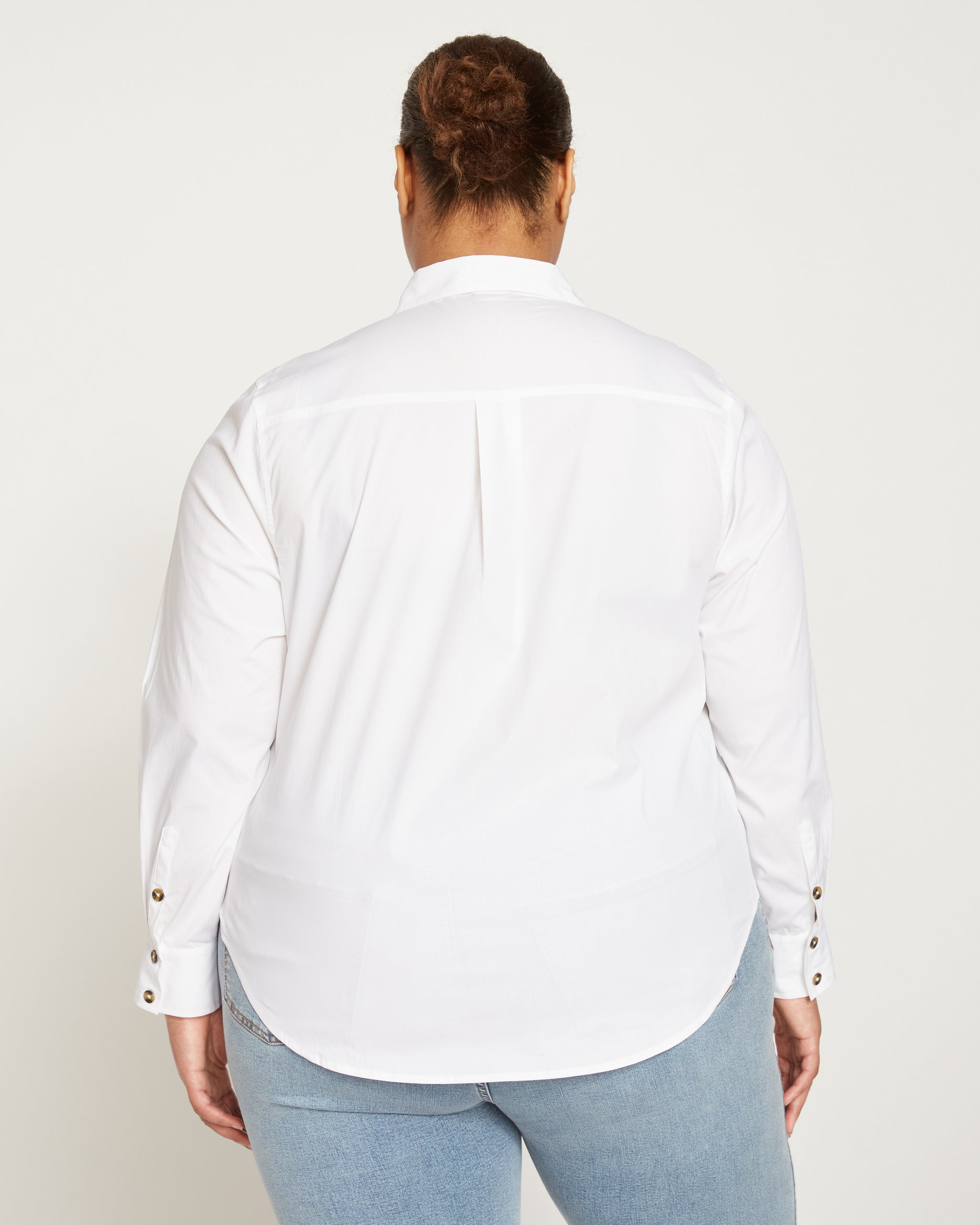 Stretch poplin shirt with logo tag in White