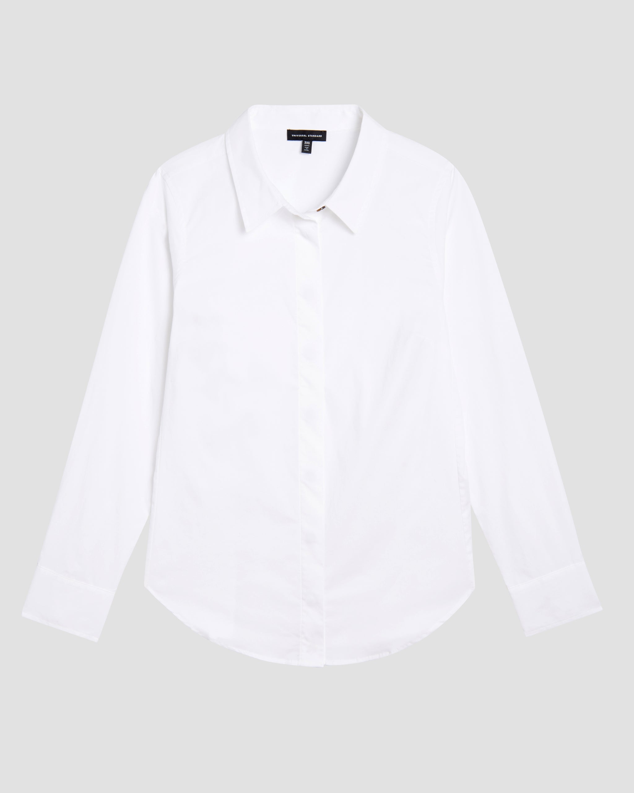 Stretch poplin shirt with logo tag in White