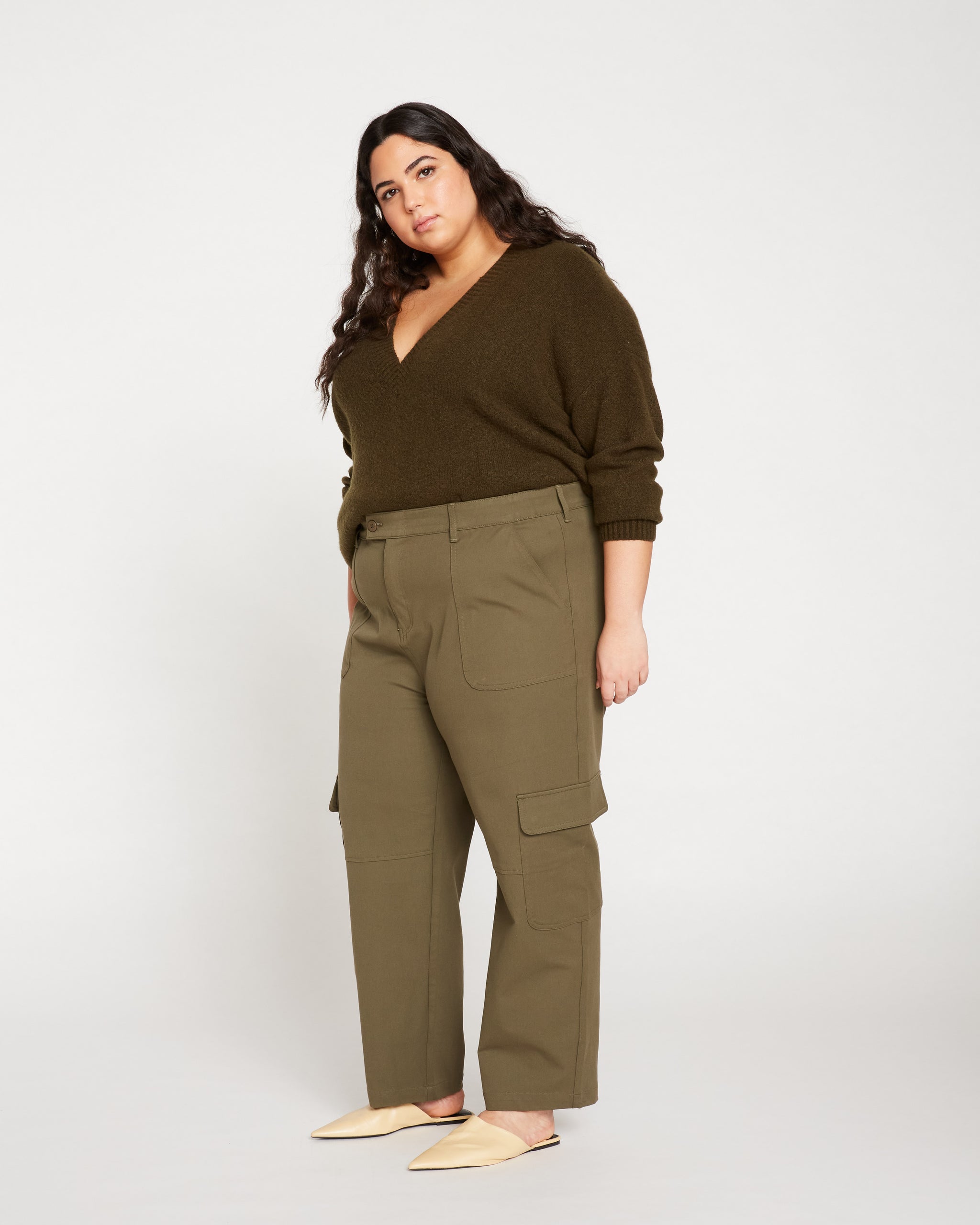 Karlee Stretch Cotton Twill Cargo Pants - Ivy