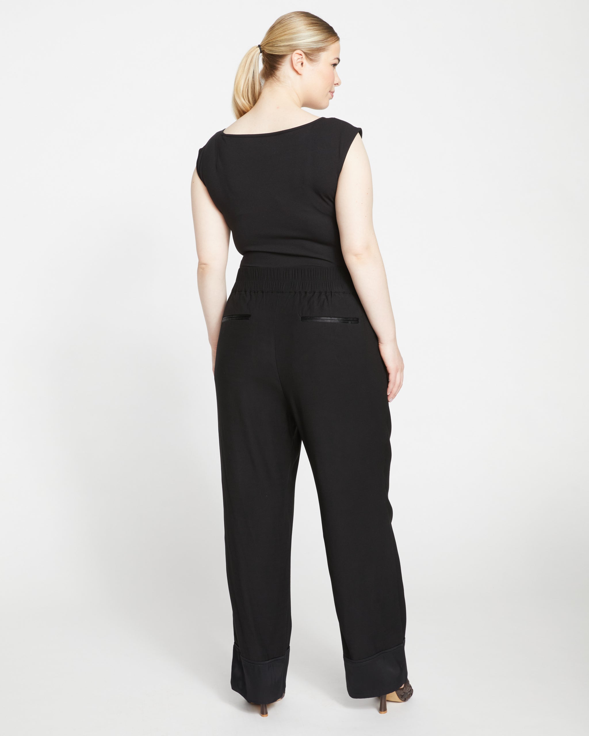 Womens ME+EM black Luxe Ponte Track Pants