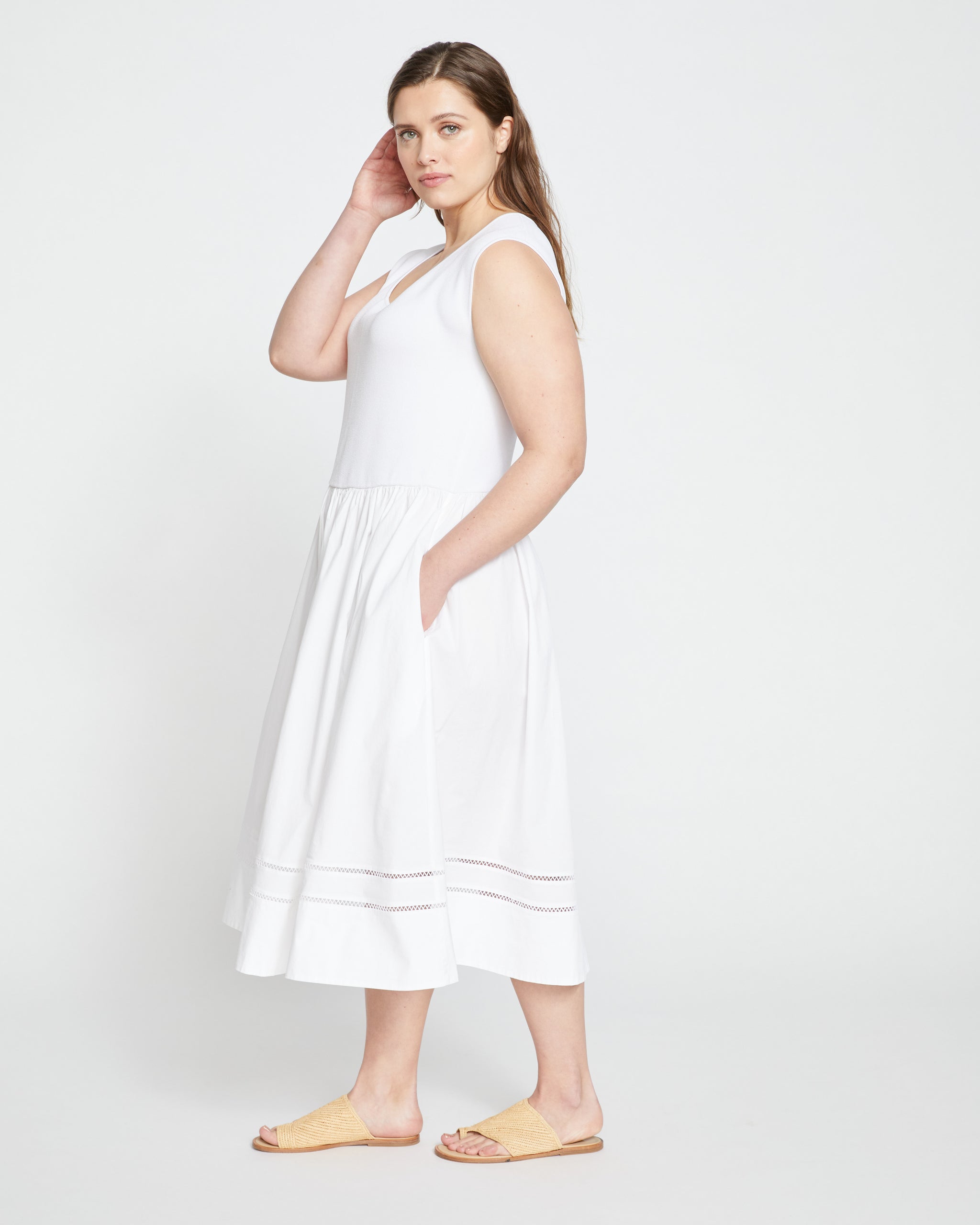 Chloe Combo Dress - White