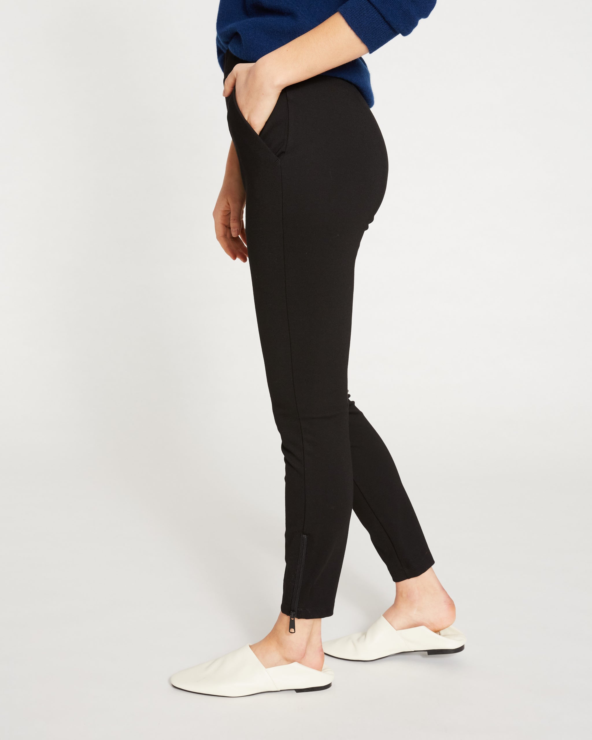 Athleta Luxe Ponte Leather Moto Zip Leggings - Black - XS