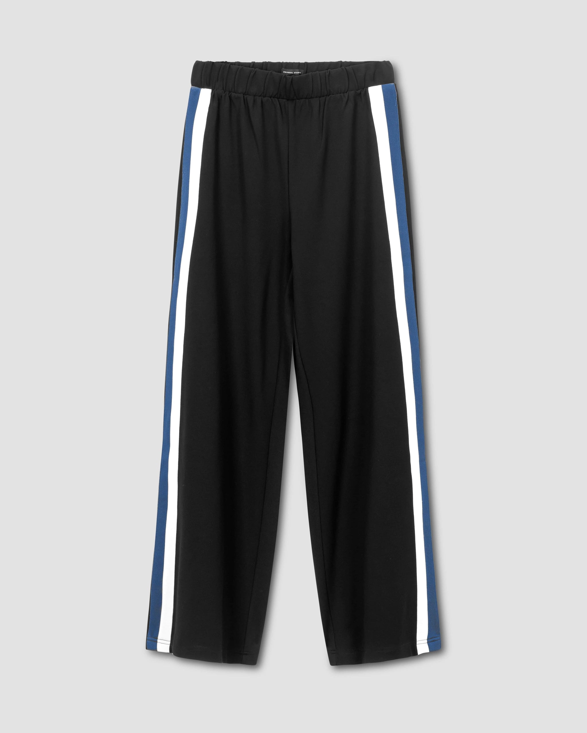 Stephanie Wide Leg Stripe Ponte Pants 30 Inch - Black with Blue