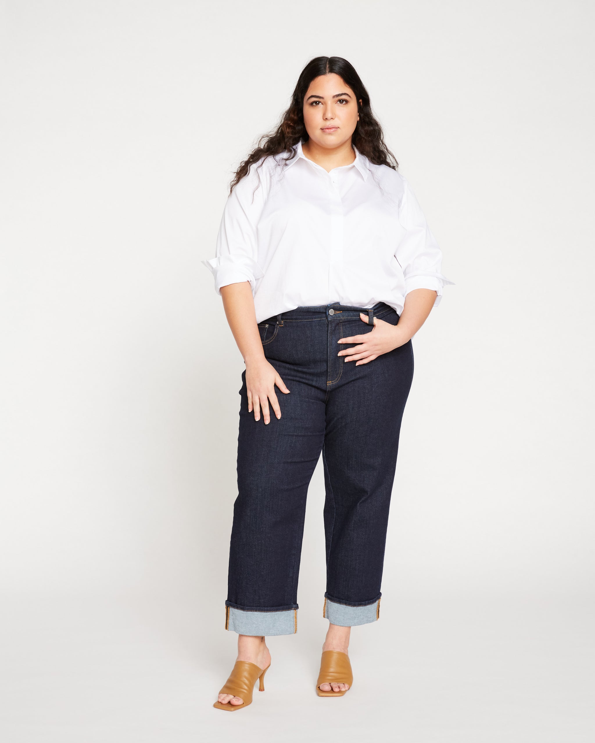 Plus Size High-Waist Straight-Leg Jeans - Black