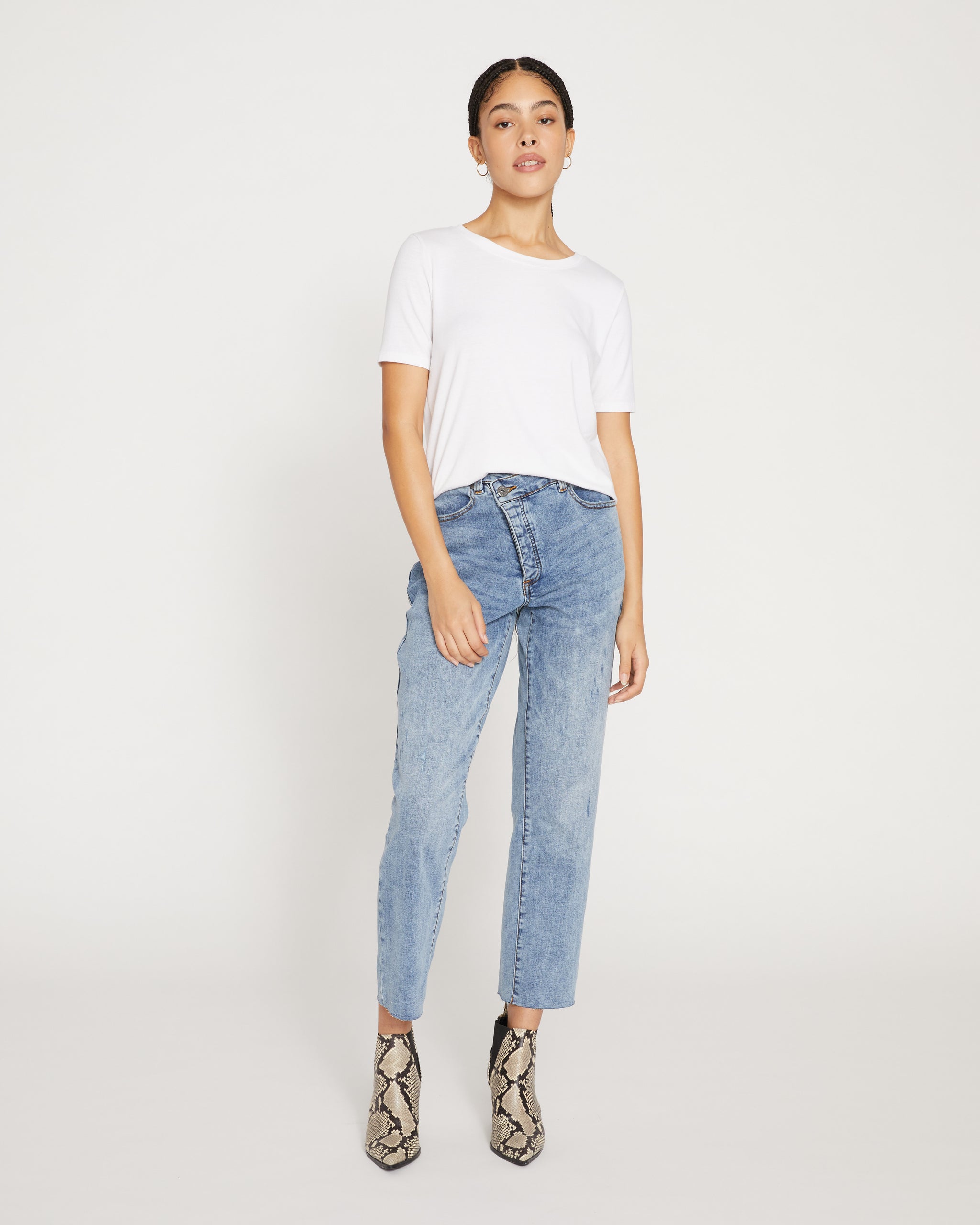 Tall Crossover Straight Leg Jeans - Medium Wash