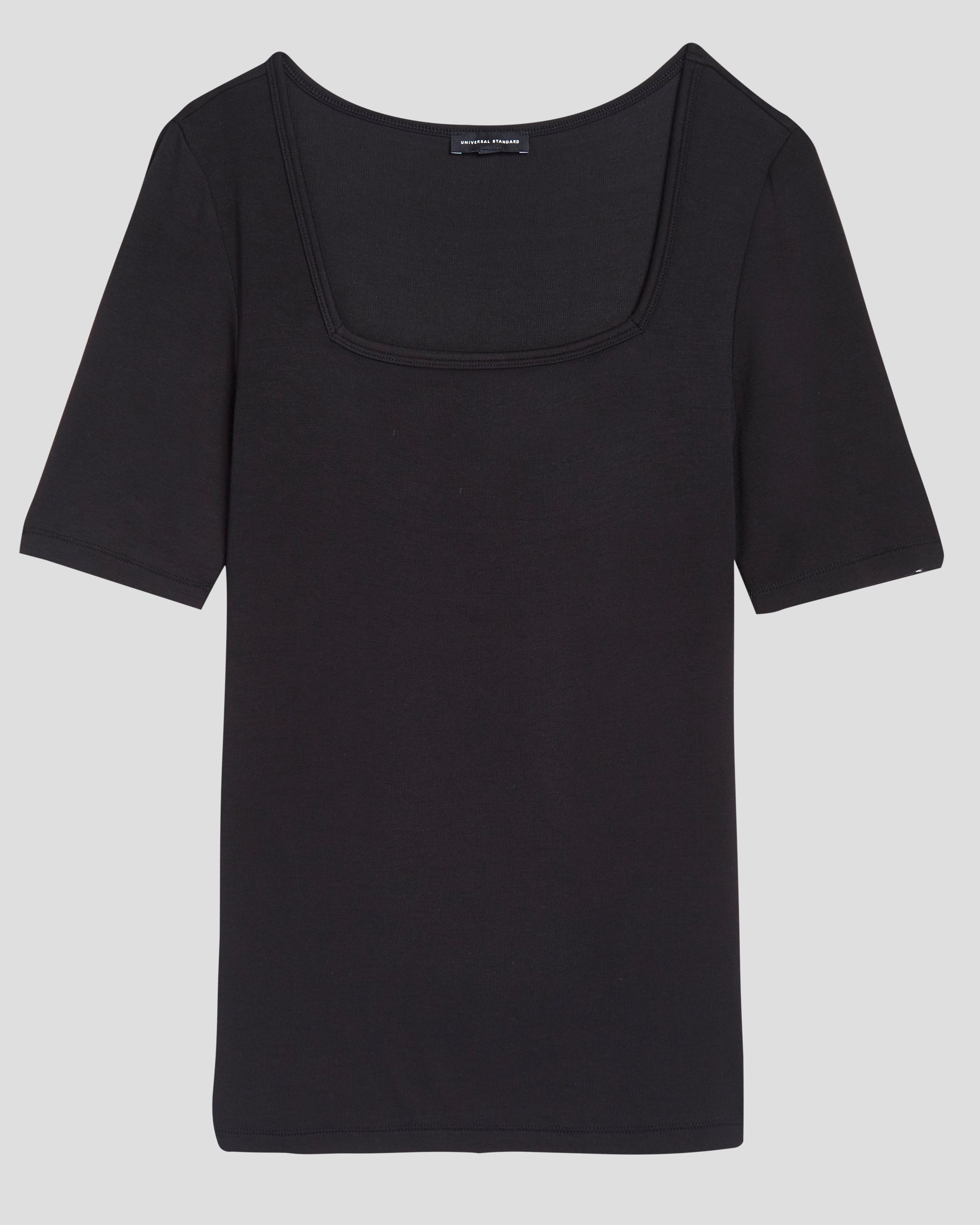 Contrast Trim Square Neck Short Sleeve Tee, T-Shirts