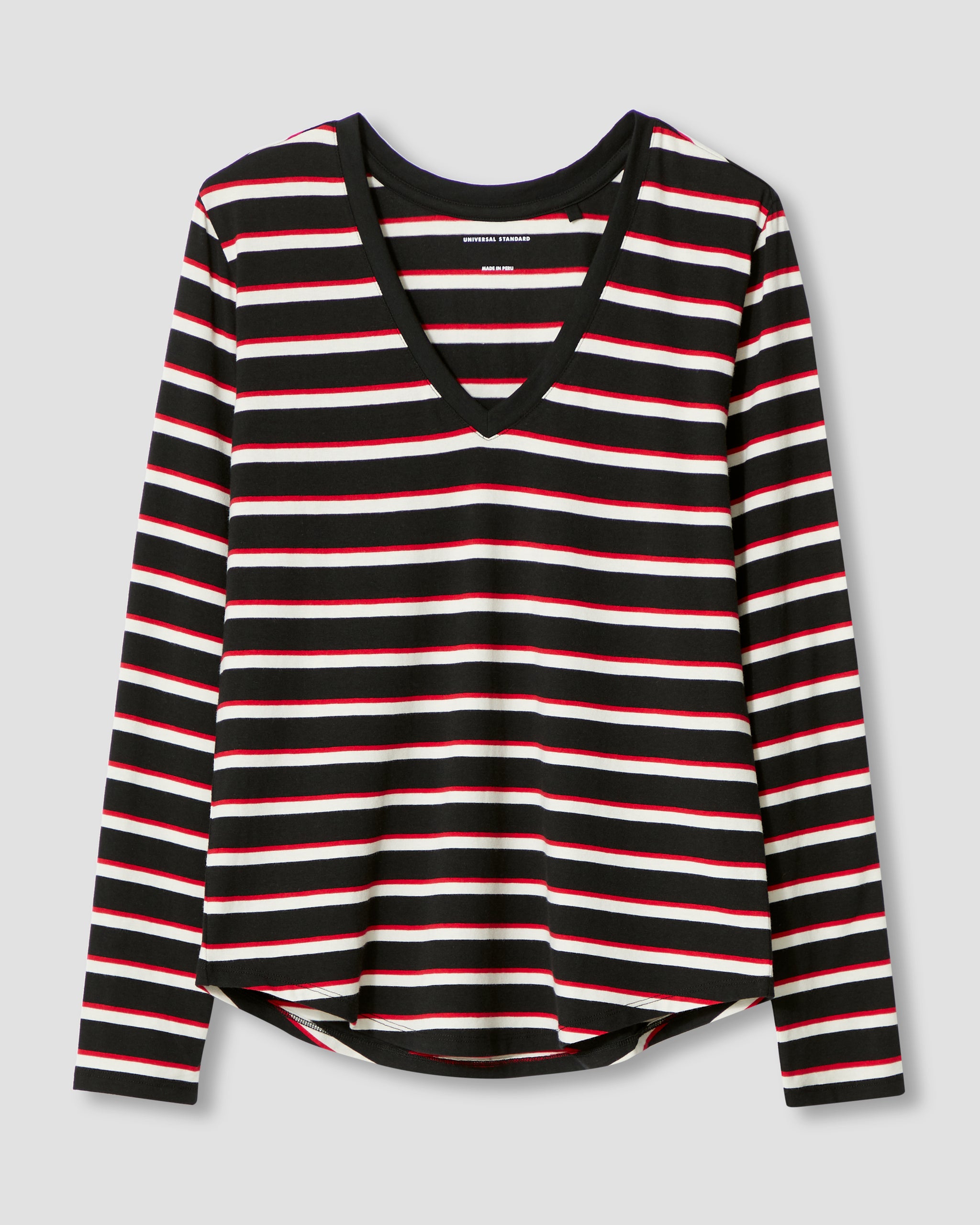 red and black striped shirt long sleeve