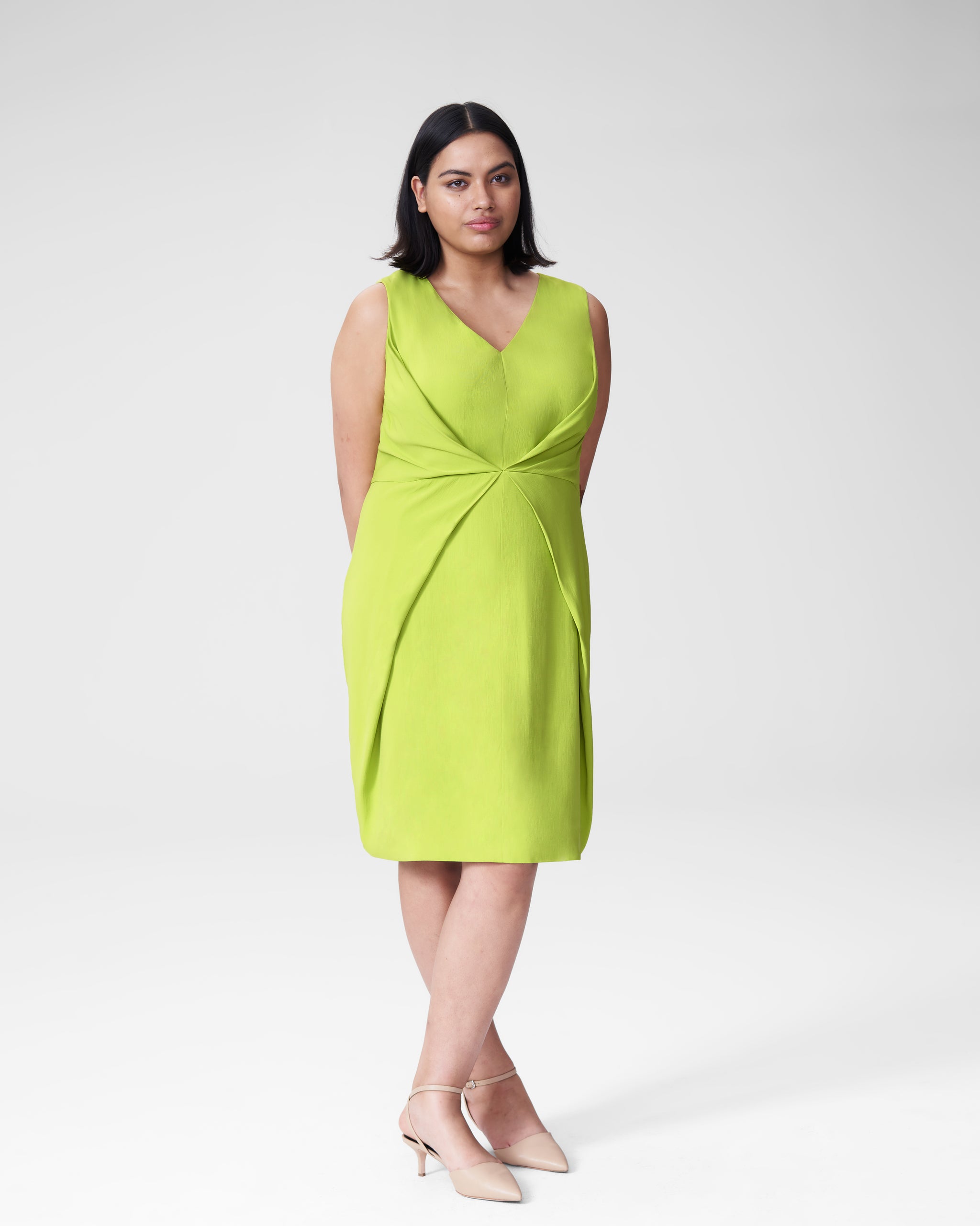 Raven V-Neck Dress - Lime