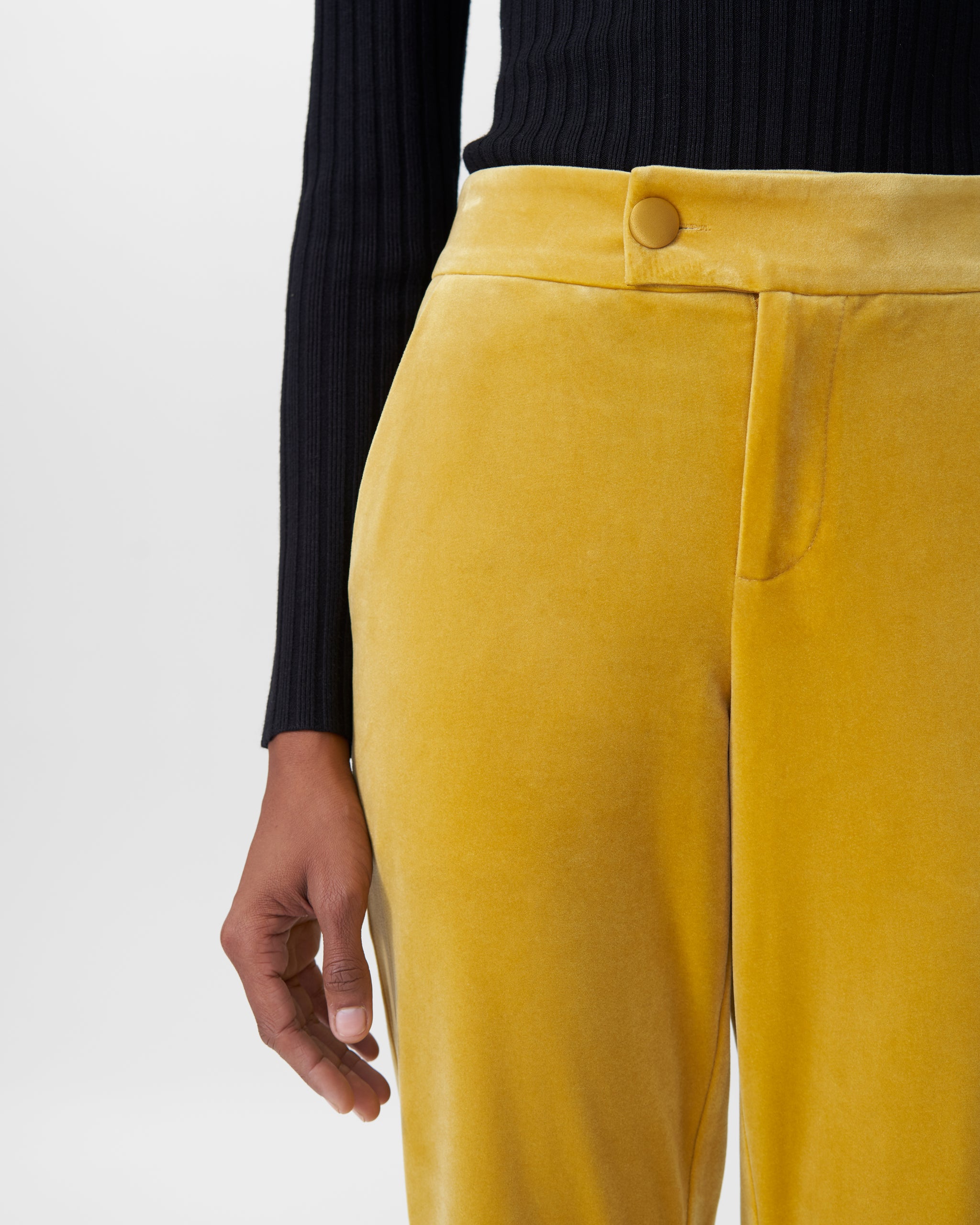 Stefanel TROUSERS IN VELVET - Trousers - yellow/gold-coloured