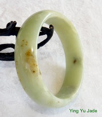 "Clouds and Butterfly Tracks" Healing Chinese River Jade Bangle Bracelet 60mm (NJ2387)