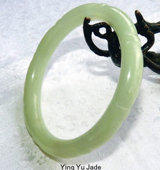 Vintage Estate Bamboo Carved Chinese Jade Bangle Bracelet 65mm (TI-1310)